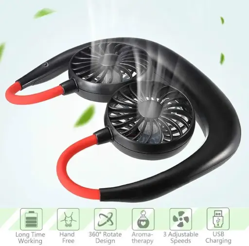Black Neck Fan - 1 Pc Portable Hand-Free Cooling Device